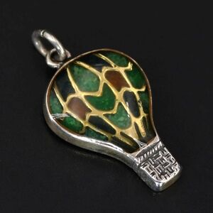 Vintage Sterling Silver CAROLYN POLLACK Enamel Hot Air Balloon Bracelet Charm